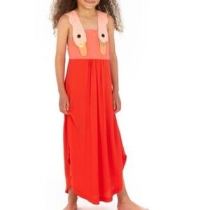 Bang Bang Copenhagen Girls Dress Size 2-3Y Summer Color Bird Red Pink Maxi Cute